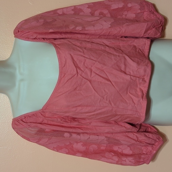 Broadway 38 smocked back balloon sleeves off shoulders boho romantic top L - Picture 8 of 8